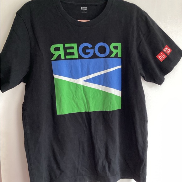2019 US Open NYC Black Roger Federer GO UNIQLO Tennis T shirt S men’s collector - Picture 1 of 7